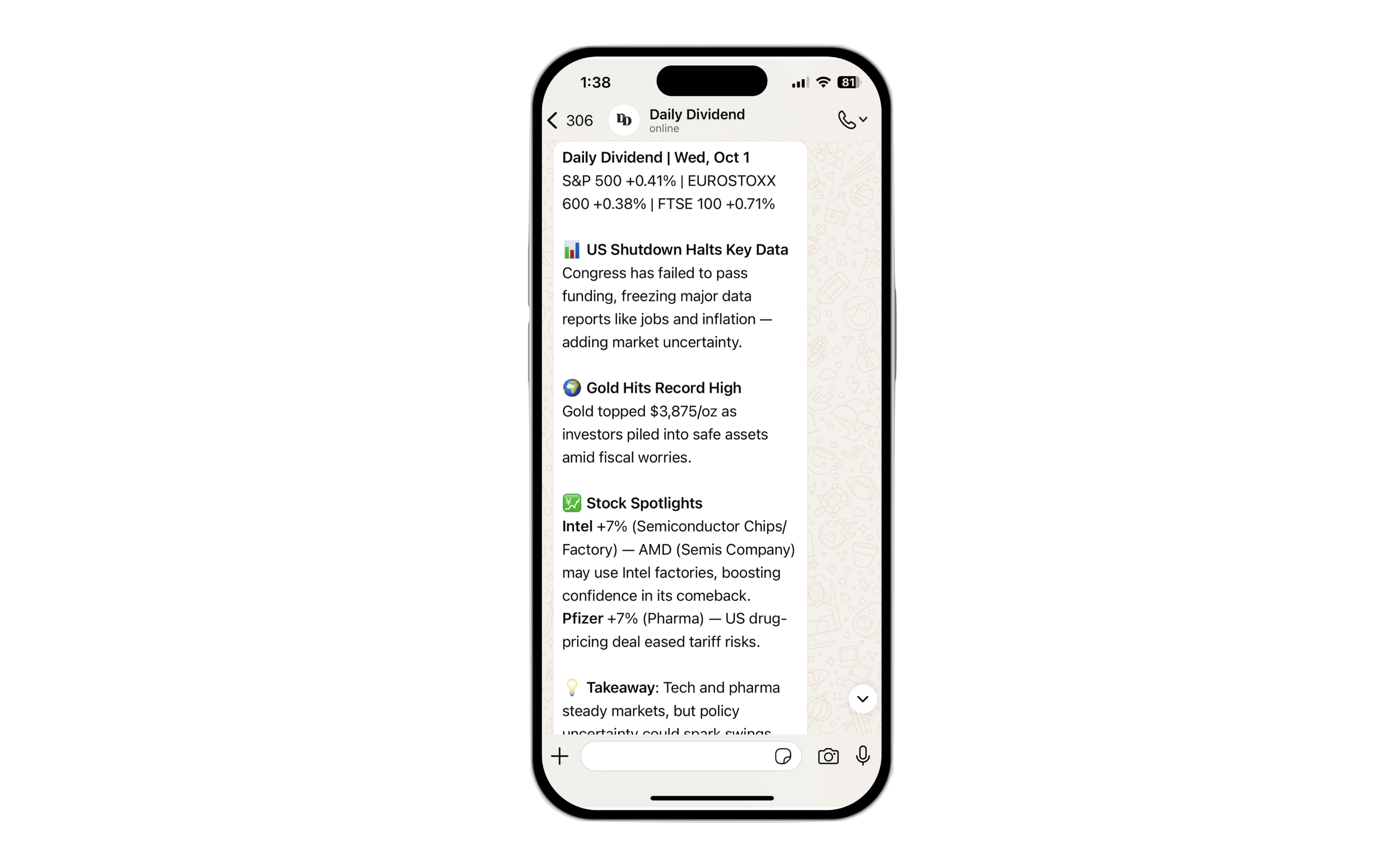 Daily Dividend WhatsApp Interface